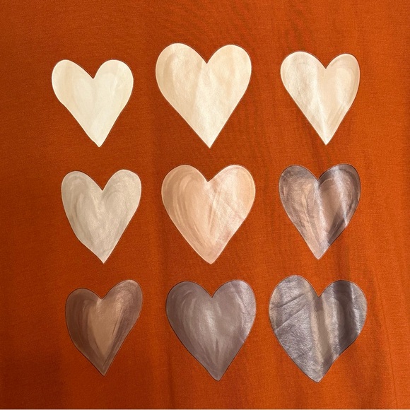 Burnt Orange Top with Hearts Valentine’s Day SHEIN Curve size 0XL - Picture 2 of 4